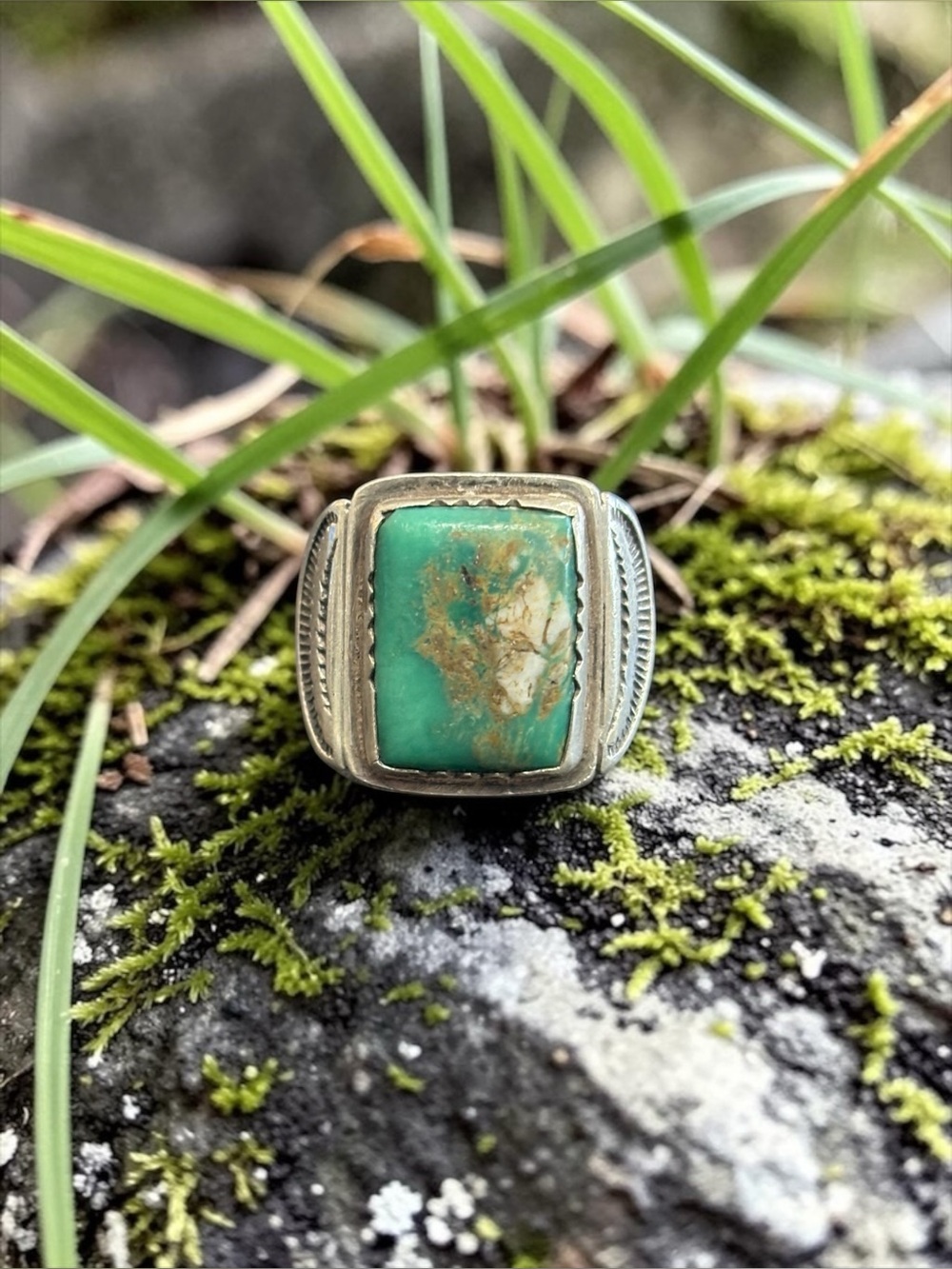 Sterling Silver Navajo Turquoise Fred Harvey Era Ring